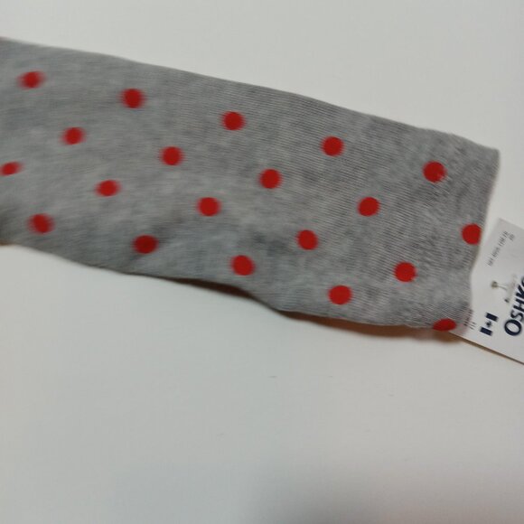 OshKosh B'Gosh 12 Months Sz 1 Shirt Gray Red Polka Dot New w/ Tags - Picture 5 of 10